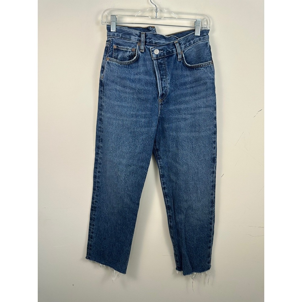 AGOLDE Jeans Womens 25 Blue Excellent‎ Criss Cross Straight Asymmetric